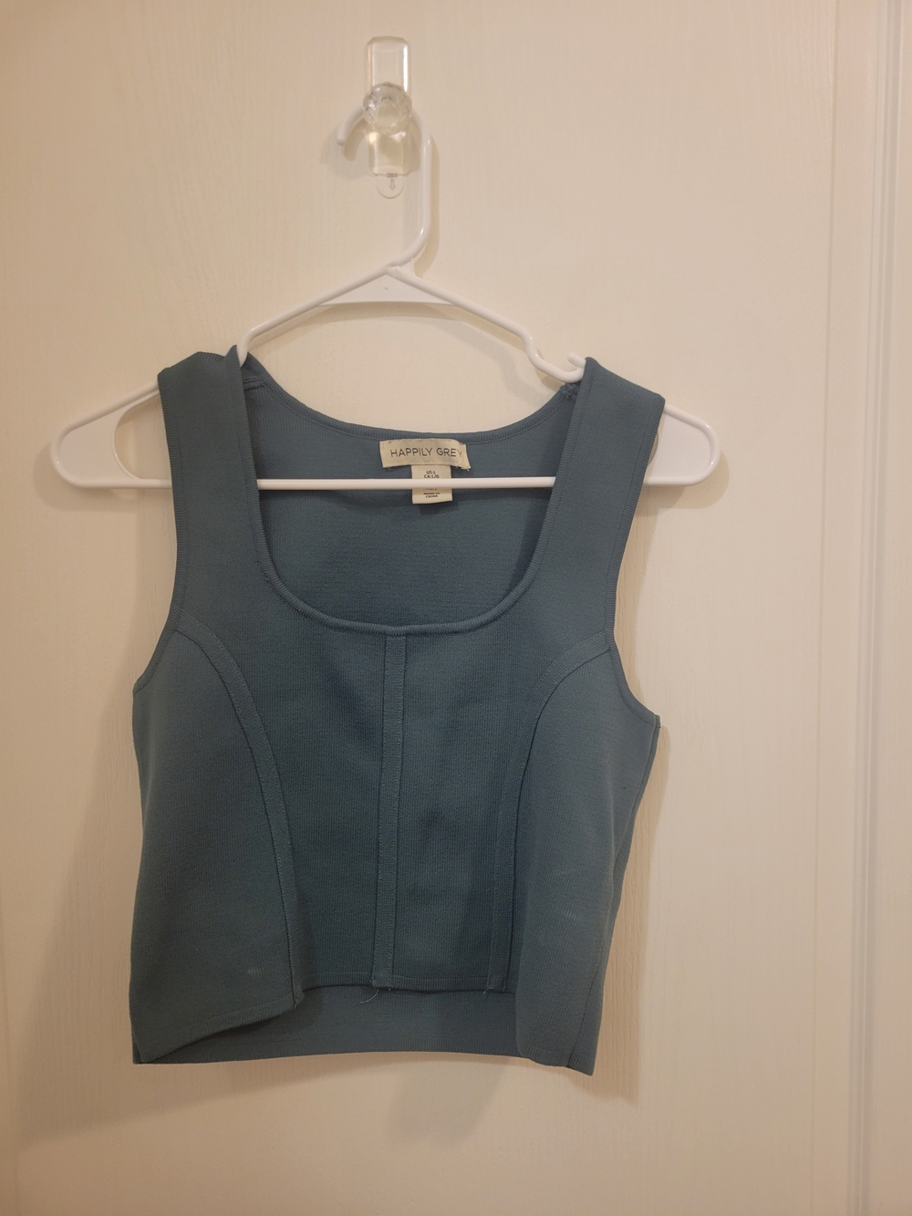 Happily Grey Teal Structured Cropped Tank